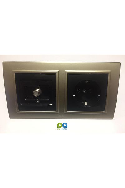 ELBİ مجموعة Zena Black Titanium المزدوجة - مقبس مؤرض وإطار