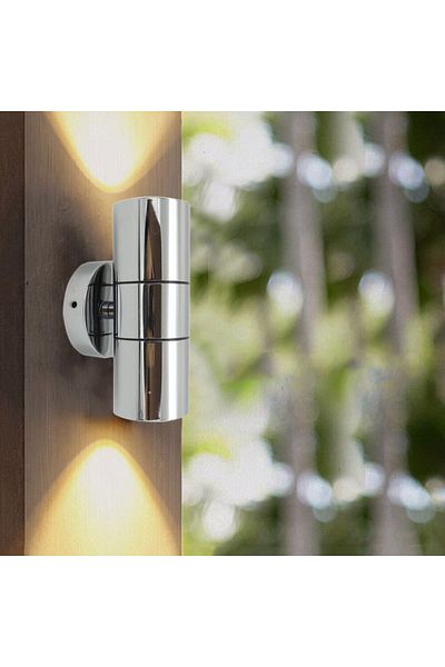 Sunlight Reversible Indoor and Outdoor Wall Sconce Chrome-silver LED Bulb Included