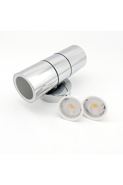 Sunlight Reversible Indoor and Outdoor Wall Sconce Chrome-silver LED Bulb Included