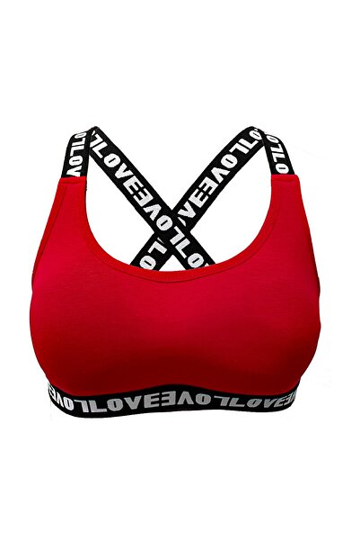 HNX Red Love Elastic Bustier Brazil Panties Women's Sports Underwear Set
