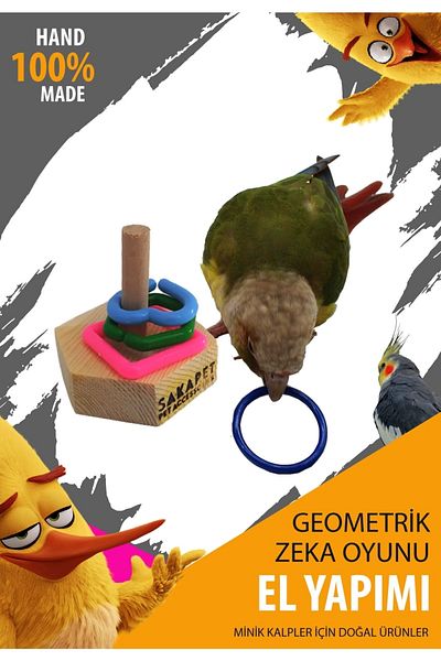 SAKAPET Parrot Wooden Intelligence - Educational and Interactive Natural Color Toy