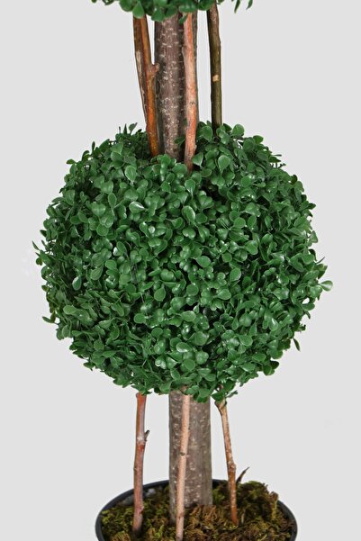 Yapay Çiçek Deposu Yapay 2 Katlı Mini Şimşir Ağacı 80 Cm Siyah Saksılı