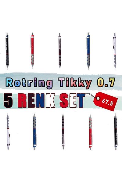 Rotring Versatil Pen Tikky 0.7 Mm Set 5 Colors By-001