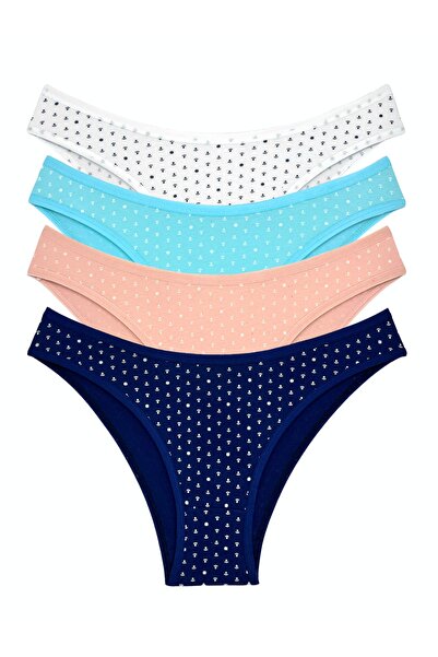 Yıldız Çamaşır نمط مرساة ليكرا للسيدات - عبوة اقتصادية مكونة من 4 قطع - سراوي...