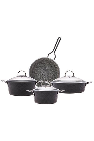 Emsan Nostalji 7 Parça Granit Tencere Seti Siyah