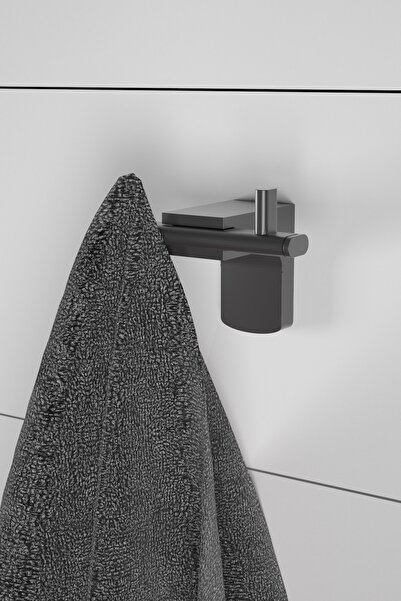 VİVUS Opus Black Serisi Mat Siyah Ikili Bornoz Askılığı