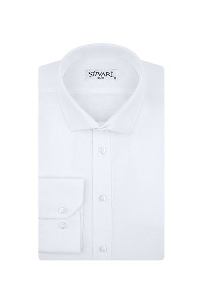 SÜVARİ Gm2024700291 Cămașă pentru bărbați cu guler clasic Slim Fit Dobby Blue