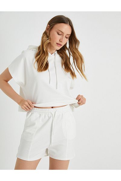 Koton Crop mikina s kapucí a krátkým rukávem