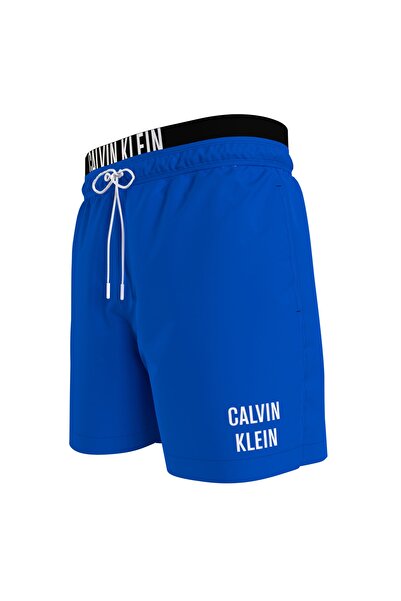 Calvin Klein Kv0kv00001-medium Double Waistband Lastikli Standart Kalıp Düz Mavi Erkek Çocuk Şort