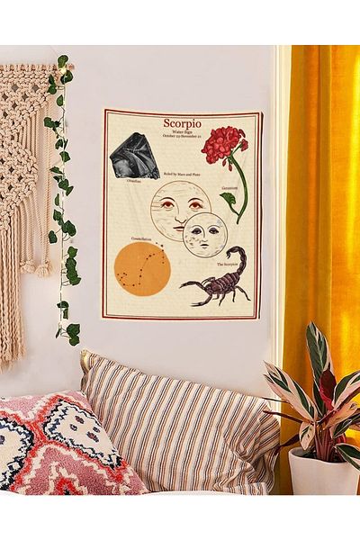 Buka Shops Set de 3 tapiserii de perete vintage Astrology
