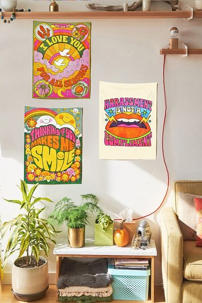 Buka Shops Set de 3 tapiserii de perete Makes Me Smile