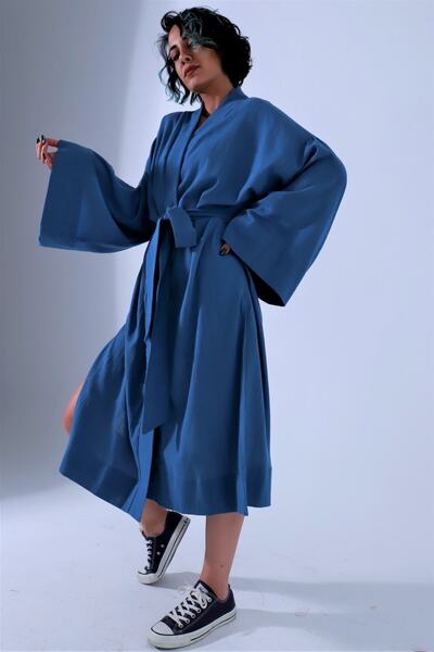 OCTO Handcraft Özel Tasarım Doğal Pamuklu Şile Bezi Kumaştan Kuşaklı Oversize...