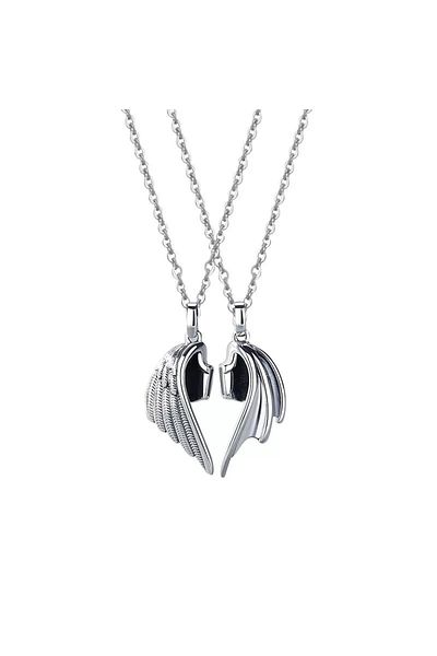 Köstebek Double Angel Devil Winged Double Necklace