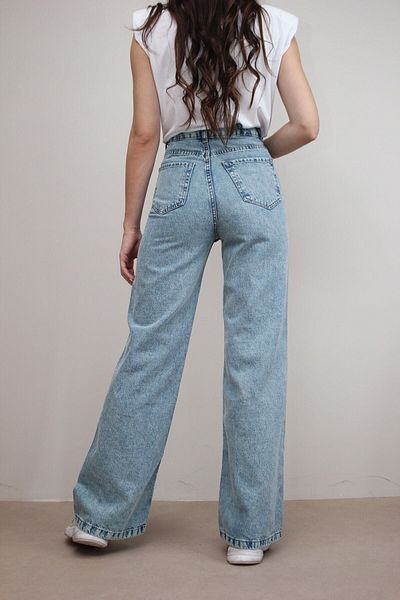Livik Blue Snow Wash Edna Lycra Pantaloni Palazzo cu talie super înaltă