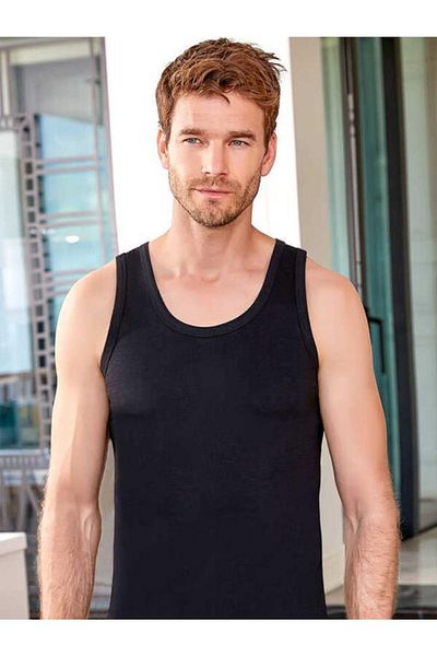 Berrak 1022 Men's Athlete 6 Pieces Black M-51 Cotton Underwear Top Undershirt
