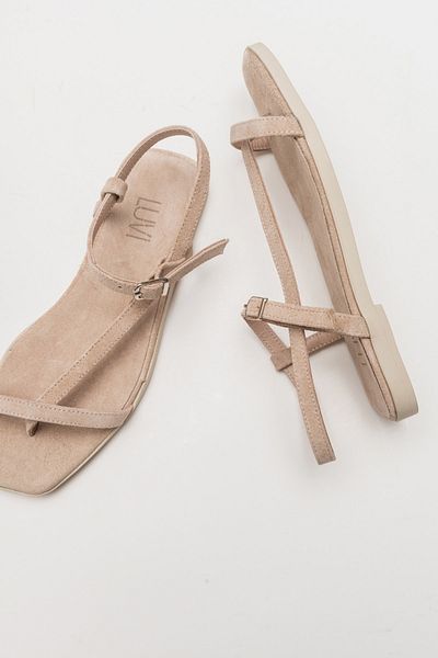 Luvi Tales Beige Wildleder-Damensandalen aus echtem Leder