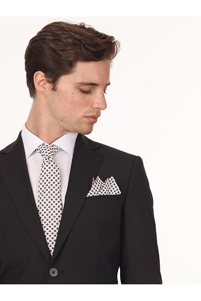 Kip Regular Fit 4 Drop Mono Collar Plain Weave Suit