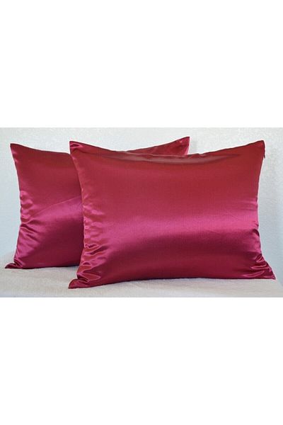 Deko Dekor 100% Satin 50x70 Cm 2 Pieces Burgundy Satin Pillow Case