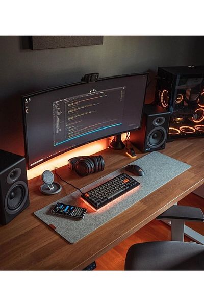 garaccu Felt Desk and Mouse Mat Pad for Office, Gamer and Study Desk 30x100 Cm Gray