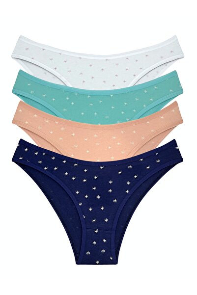 Yıldız Çamaşır Women's Lycra Star Pattern - Economic Pack of 4 - Mixed Color ...