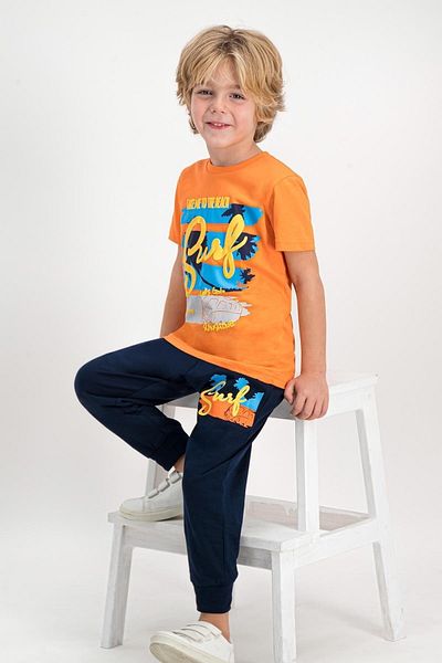 ROLY POLY Boy's Orange Rolypoly Surf Short Sleeve Pajamas Set