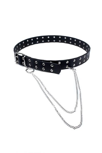 Livize حزام نسائي من الجلد الطبيعي مع تفاصيل سلسلة