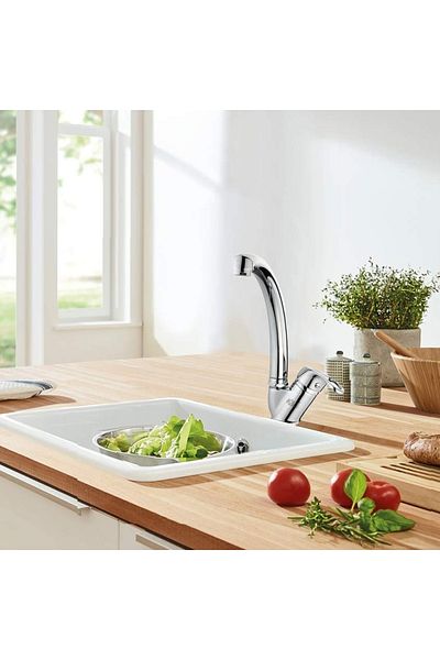 QNİAY Quality Mix Swan Kitchen Sink Faucet Set Hot Cold Inlet