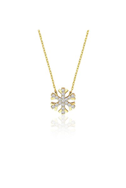 Lilarote Pırlanta Kar Tanesi Altın Kolye