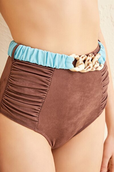 AQUELLA Σετ μπικίνι με στράπλες καστόρι με υφή καφέ