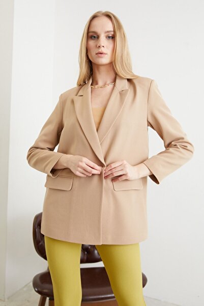 BY H Διπλό πέτο μπουφάν-μπεζ