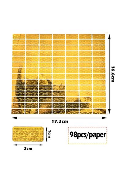 BUĞLEM 98 Adet 10x20mm Altın Seri Numaralı Hologram Güvenlik Etiketleri Garanti Etiket