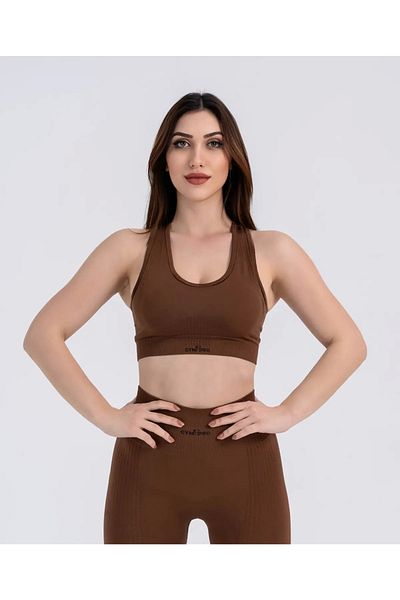 GYMXPRO Кафяв безшевен спортен сутиен
