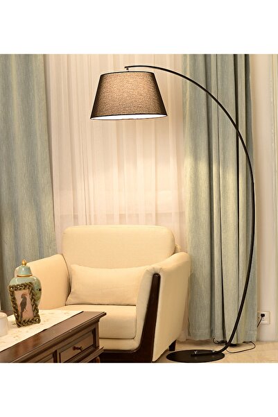 RİOLİGHT Retro Siyah Hareketli Kumaş Başlık Metal Gövde Lambader