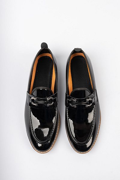 Freemax Men's Rok Loafer Soft Shoes Patent Leather Black
