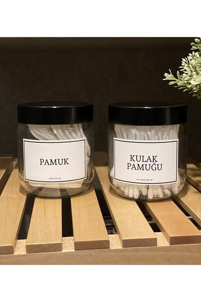 FBZhome Set of 2 Glass Ear Cotton And Cotton Jar