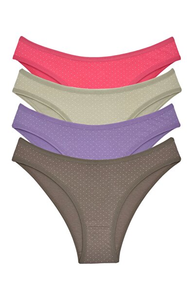 Yıldız Çamaşır سراويل داخلية برازيلية منقوشة بنقاط ليكرا للسيدات - عبوة اقتصا...