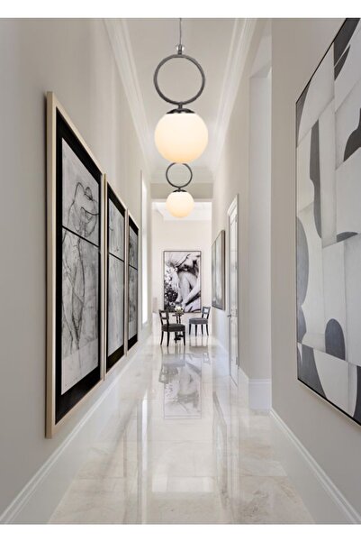 TT AYDINLATMA Tt014-1 Sy Mat Siyah Beyaz Camlı Tekli Avize