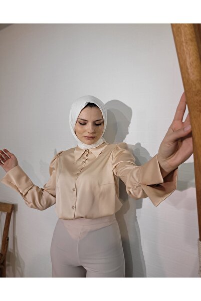 Sateen Vatkalı Saten Gömlek - 2004