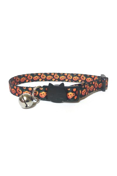 Ayz Aksesuar Safety Click Cat Collar, Pumpkin Patterned Handmade Special Production