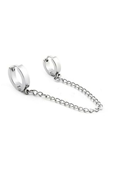 Köstebek Stainless Steel Double Chain Cartilage Earrings