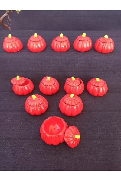 ucuzmatik44 Kahve Yanı Mini Kabak Lokumluk Sunumluk Dekoratif 12 Adet Kırmızı...