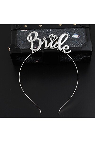 Genel Markalar Bride Yazılı Metal Taç Gümüş Renkli Gri Renginde Bekarlığa Ved...