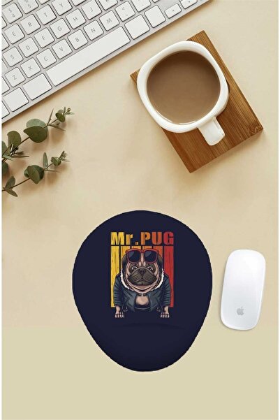 Gizeo Concept Mouse Pad cu model Mr Pug cu suport pentru încheietura mâinii