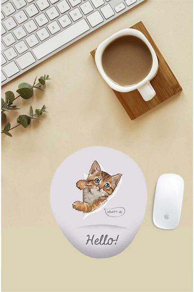 Gizeo Concept لوحة ماوس بنمط Hello Cat مع دعم للمعصم