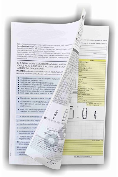 İSTANBUL BİLGİSAYAR FORM Kaza Tespit Tutanağı 10 Adet