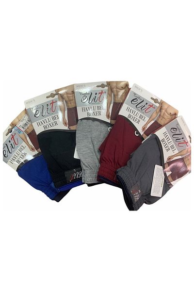 Tutku Elit 3 Pieces Men's Towel Waist Mixed Solid Color Boxers 100% Cotton Elite 1101 Abani Classic
