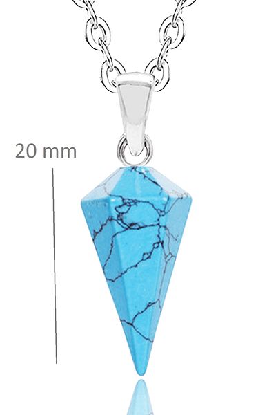 Tesbih Atölyesi Certified Natural Turquoise Stone Natural Stone Pendulum Necklace