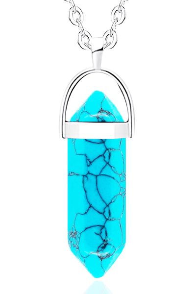 Tesbih Atölyesi Certified Light Natural Turquoise Stone Necklace