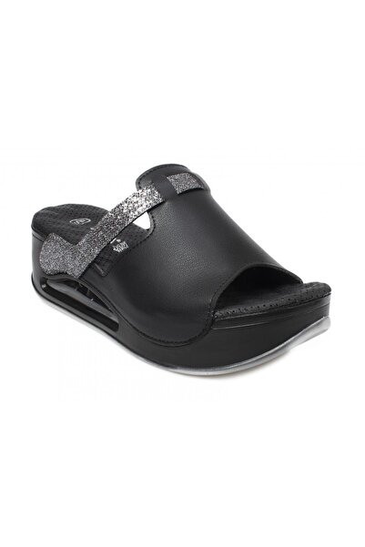 Muya 31214 Z Libra Platform Black Women's Slippers