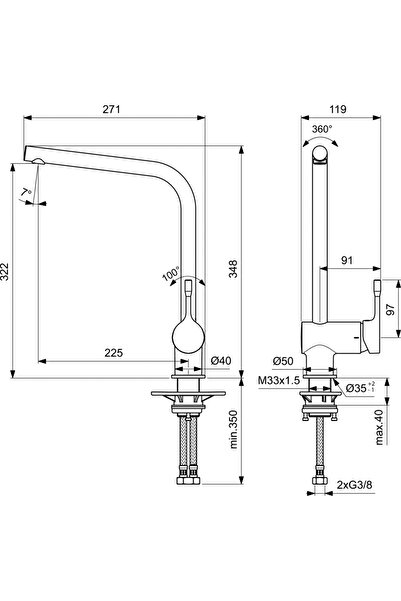 İdeal Standard Ceralook Kuğu Eviye Bataryası